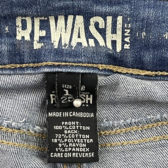 Rewash Jeans Womens 1/25 Blue Distressed High Rise Button Fly Frayed Hem Denim - Picture 2 of 16